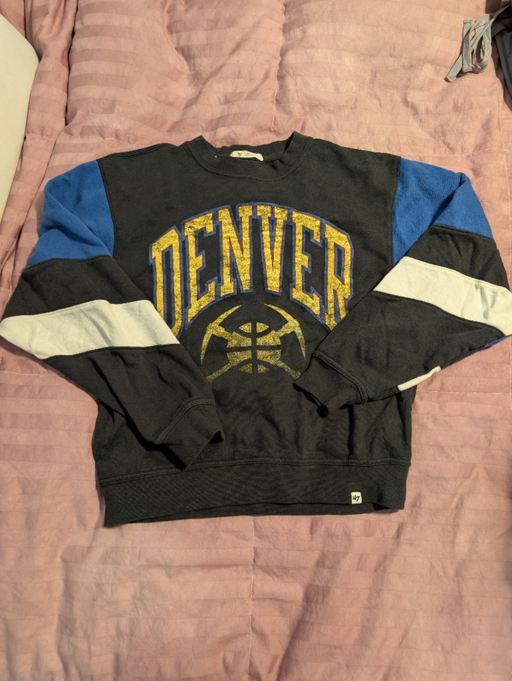 47 Brand Denver Black Sweatshirt with Blue and White Accents